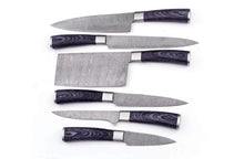 Load image into Gallery viewer, handmade Damascus Kitchen Knives set