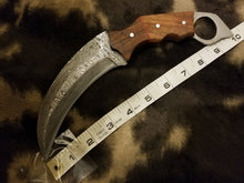 Load image into Gallery viewer, HS-845 Custom Handmade Damascus Karambit Knife Life Save Tool With Walnut Wood Handle