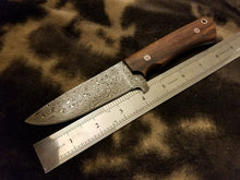 Load image into Gallery viewer, HS-534 Custom Handmade Damascus Hand craft Knife with Walnut wood scale "8"