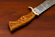 Load image into Gallery viewer, HS-490 Custom Handmade Damascus Bowie-Hunting Knife With Wood Handle