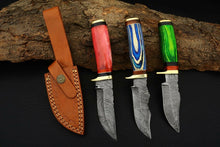 Load image into Gallery viewer, HS Deal 04 - 8 Inch Custom Handmade Damascus Skinner Knife Lot of 3 Pecs With Different Handles