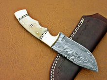 Load image into Gallery viewer, HS-775 Custom Handmade Damascus Skinner Knife With Camel Bone Handle