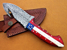 Load image into Gallery viewer, HS-774 Custom Handmade Damascus Skinner Knife With Camel Bone & Hard Wood Handle