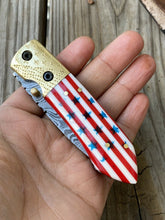 Load image into Gallery viewer, Custom Handmade Full Damascus Folding-Pocket Knife With Flag Handle