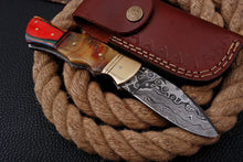 Load image into Gallery viewer, Custom Handmade Damascus Folding-Pocket Knife With Hard Wood Handle