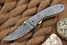 Load image into Gallery viewer, Custom Handmade Damascus Folding-Pocket Knife With Full Damascus Handle