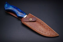 Load image into Gallery viewer, HS-445 | Ten Inch Custom Handmade Damascus Steel Hunting knife - Blue Wood Handle
