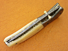 Load image into Gallery viewer, Custom Handmade Damascus Folding-Pocket Knife With Camel Bone Handle