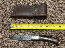 Load image into Gallery viewer, Custom Handmade Damascus Steel Back-Lock Pocket | Folding Knife | Leather Sheath- Buffalo Horn Handle