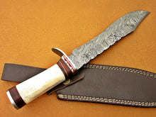 Load image into Gallery viewer, HS-337 | Custom Handmade Damascus Bowie-Hunting Knife With Camel Bone Handle