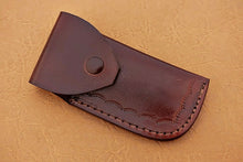 Load image into Gallery viewer, Custom Handmade Damascus Pocket Knife With Colour Camel Bone Handle