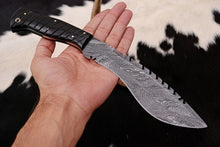 Load image into Gallery viewer, HS-881 Custom Handmade Damascus Hunting/Kukri Knife With Black Sheet Handle