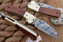 Load image into Gallery viewer, Custom Handmade Damascus Folding-Pocket Knife With Micarta Handle