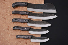 Load image into Gallery viewer, HS-185 Custom Handmade High Carbon Steel Chef-Kitchen Knife Set With Hard Wood Handle