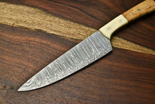 Load image into Gallery viewer, HS-263 Hand Made Damascus Steel Blade Chef Kitchen Full Tang Knife | OLIVE WOOD best gift for mom