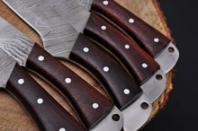 Load image into Gallery viewer, HS-197 Custom Handmade Damascus Chef-Kitchen Knives Five Pieces Set With Wood Handle
