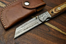 Load image into Gallery viewer, Custom Handmade Damascus Steel Blade Liner-Lock Pocket Folding Knife| HARD WOOD