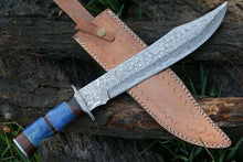 Load image into Gallery viewer, HS-321 Custom Hand Made Hunting Bowie Knife, Survival Knife, Camping Tool, Damascus