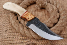 Load image into Gallery viewer, HS-754 Custom Hand Forged Damascus Steel Skinner Knife 8.0 inch Overall And Camel Bone+Wood Handle