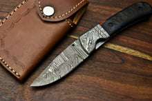 Load image into Gallery viewer, Custom Handmade Damascus Steel Blade Liner-Lock Pocket Folding Knife| Ram Horn