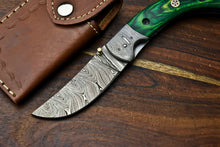 Load image into Gallery viewer, Custom Handmade Damascus Steel Blade Liner-Lock Pocket Folding Knife| HARD WOOD