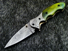 Load image into Gallery viewer, HS-1121 '' CUSTOM HANDMADE DAMASCUS BLADE POCKET FOLDING KNIFE LINER LOCK