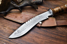 Load image into Gallery viewer, HS-867 Custom Handmade Damascus Steel Hunitng/Kukri Knife - Wood Handle