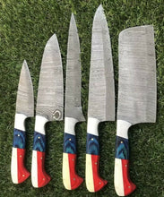 Load image into Gallery viewer, HS-135 '' Custom Handmade HAND FORGED DAMASCUS STEEL CHEF KNIFE Set Kitchen Knives