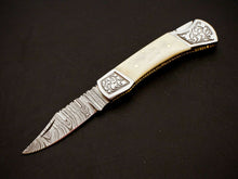 Load image into Gallery viewer, HS-1109 Custom Hand Forged Damascus Steel Back Lock Resin Handle Knife