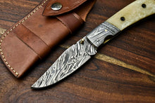 Load image into Gallery viewer, HS-1140 Custom Handmade Damascus Steel Blade Liner-Lock Pocket Folding Knife| CAMEL BONE