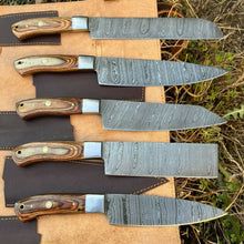 Load image into Gallery viewer, HS-130 '' Hand Forged Damascus Steel Hunting Chef Kitchen Knife Set W/ Sheath