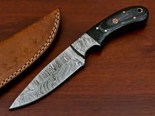 Load image into Gallery viewer, HS-374 HANDMADE DAMASCUS CUSTOM PAKKA WOOD HANDLE SKINNING CAMPING KNIFE