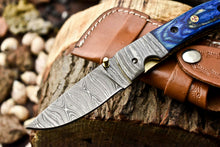Load image into Gallery viewer, Custom Handmade Damascus Steel Pocket Folding Knife - Beautiful Hard Wood Handle