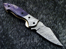 Load image into Gallery viewer, HS-1123 '' CUSTOM HANDMADE DAMASCUS BLADE POCKET FOLDING KNIFE LINER LOCK