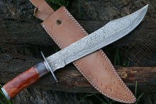 Load image into Gallery viewer, HS-308 Custom Hunting Bowie Knife, Damascus Steel Fixed Blade Bowie Knife