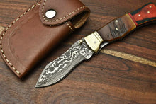 Load image into Gallery viewer, HS-1139 Custom Handmade Damascus Steel Blade Liner-Lock Pocket Folding Knife| Ram Horn