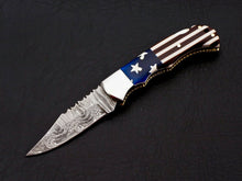 Load image into Gallery viewer, HS-1117 Rare Custom Hand Forged Damascus Steel Back Lock Resin Handle Knife