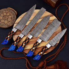 Load image into Gallery viewer, HS-134 '' Custom Handmade HAND FORGED DAMASCUS STEEL CHEF KNIFE Set Kitchen Knives