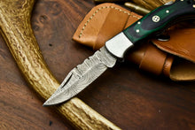 Load image into Gallery viewer, HS-1126 '' Hand Made Damascus Steel Blade Back Lock Folding Knife