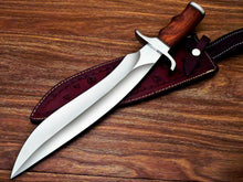 Load image into Gallery viewer, HS-380 CUSTOM HAND FORGED D2 TOOL Steel Blade 17" Bowie Hunting Knife NATURAL WOOD