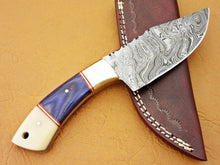 Load image into Gallery viewer, HS 769 Custom Handmade Damascus Skinner Knife With Hard Wood And Camel Bone