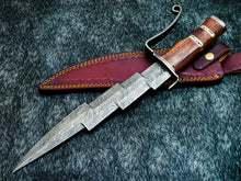 Load image into Gallery viewer, HS-381 '' Custom Hand Forged Damascus Steel 16" Hunting Knife - Natural Wood