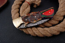 Load image into Gallery viewer, Custom Handmade Damascus Folding-Pocket Knife With Hard Wood Handle