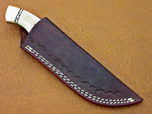 Load image into Gallery viewer, HS-775 Custom Handmade Damascus Skinner Knife With Camel Bone Handle