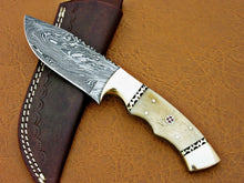 Load image into Gallery viewer, HS-775 Custom Handmade Damascus Skinner Knife With Camel Bone Handle