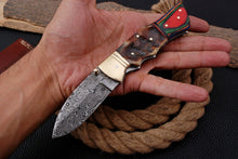 Load image into Gallery viewer, Custom Handmade Damascus Folding-Pocket Knife With Hard Wood Handle