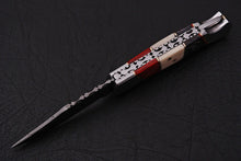 Load image into Gallery viewer, Custom Handmade Damascus Folding-Pocket Knife With Hard Wood & Bone Handle