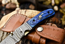 Load image into Gallery viewer, Custom Handmade Damascus Steel Pocket Folding Knife - Beautiful Hard Wood Handle