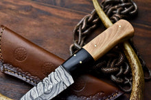 Load image into Gallery viewer, HS-698 Custom Handmade Damascus Steel Skinner Knife - Beautiful Wood Handle