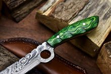 Load image into Gallery viewer, HS-1000 | Custom Handmade Damascus Steel Bull Cutter Knife - Beautiful Hard Wood Handle